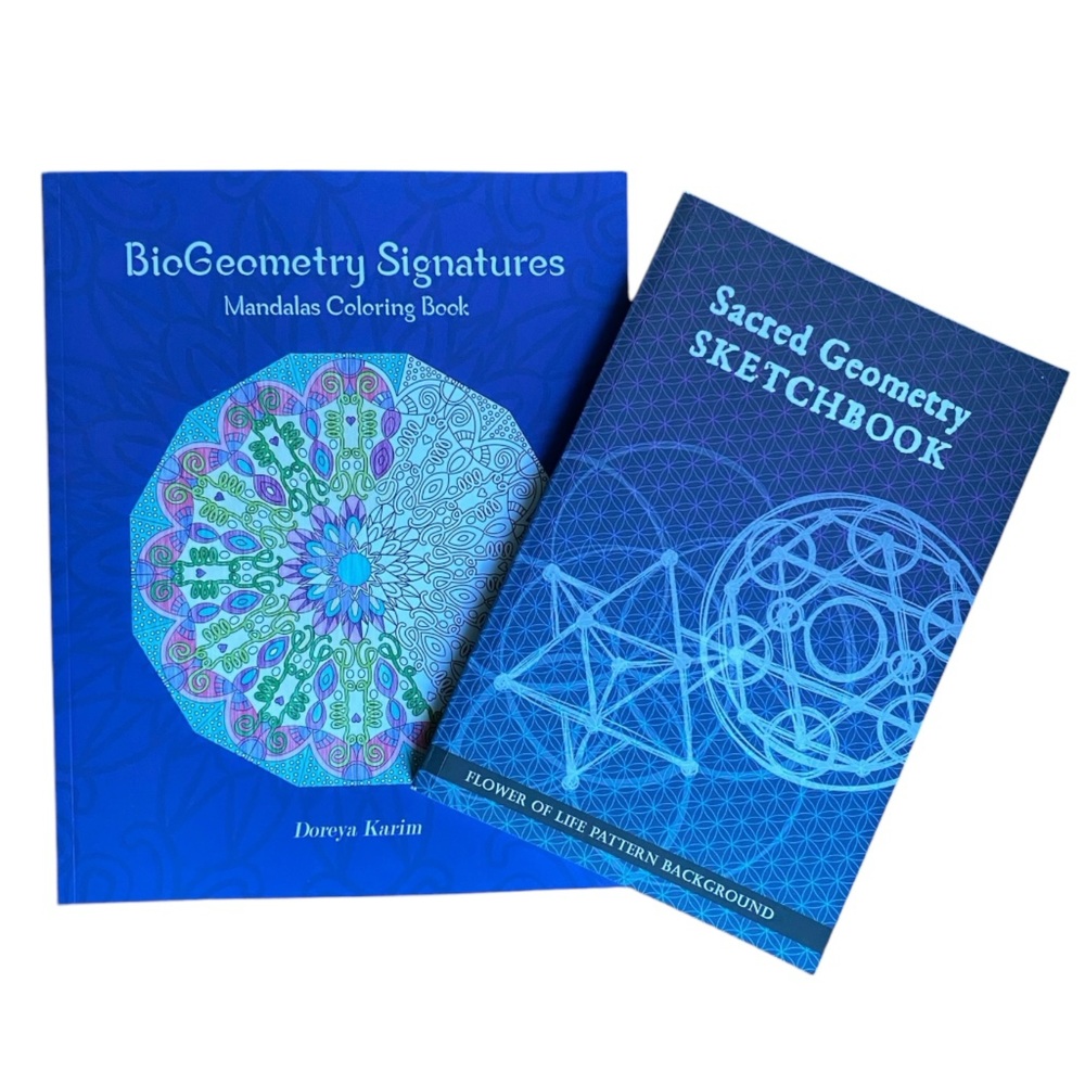 2 Sacred Geometry Coloring & Sketchbooks - Mandala Symmetry Calm Mindfulness Zen